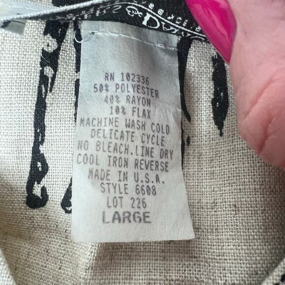 VTG Drapers & Damons Button Front Blouse Giraffe Blazer Top Shoulder Pads Sz L - Picture 8 of 8